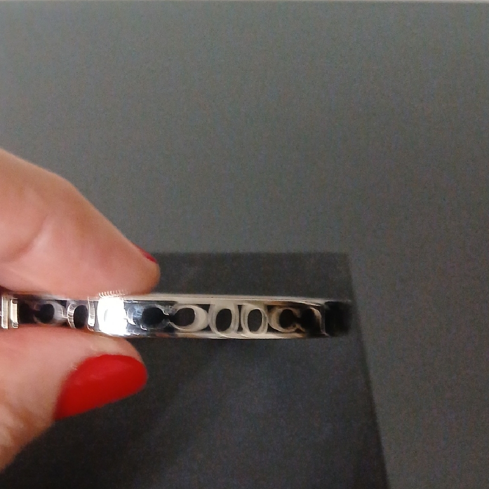 Coach Silver and Black Bangle Bracelet